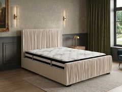 Blaine Velvet Bed Frame Beige & K34 Mattress - Queen