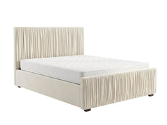 Blaine Velvet Bed Frame Beige & Bon15 Mattress - Queen