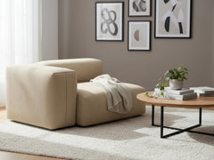 Corduroy Modular Left Armrest Seater - Beige