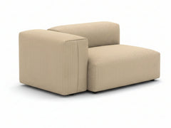 Corduroy Modular Left Armrest Seater - Beige