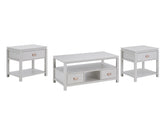 3-Piece Solid Wood Coffee Table Set - White