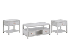 3-Piece Solid Wood Coffee Table Set - White