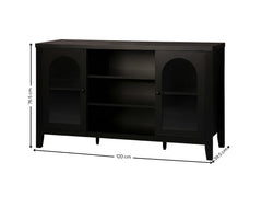Cambre Black Sideboard with Glass Door - 120 cm