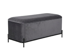Delani Velvet Ottoman Bench With Storage - Charcoal