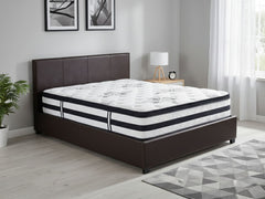 Bass Storage Bed Frame PU Dark Brown & K34 Mattress - Double