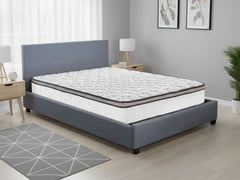 Bass Storage Bed Frame Grey & Euro Top Memory Foam Mattress GEL30 - Double