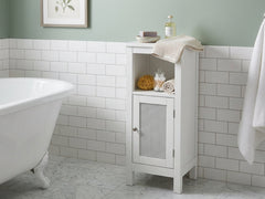 1-Door Rattan Storage Cabinet - White