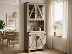 4-Door Wine Cabinet - Grey Wash