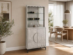 2-Door Corner Wine Cabinet - Concrete
