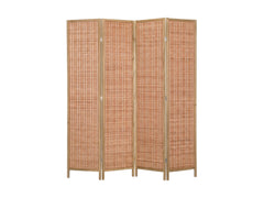 4-Panel Room Divider with Bamboo - Brown