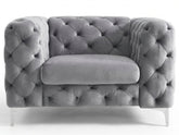 Adam Velvet Armchair - Grey