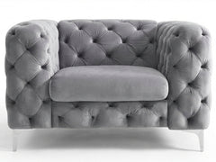 Adam Velvet Armchair - Grey