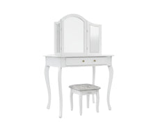 3-Mirror Dressing Table Set White - 79 cm