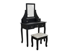 Dressing Table with Stool Black - 74.5 cm