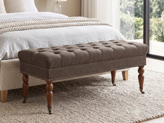 Bellay Linen Ottoman Bench - Brown