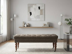 Bellay Linen Ottoman Bench - Brown