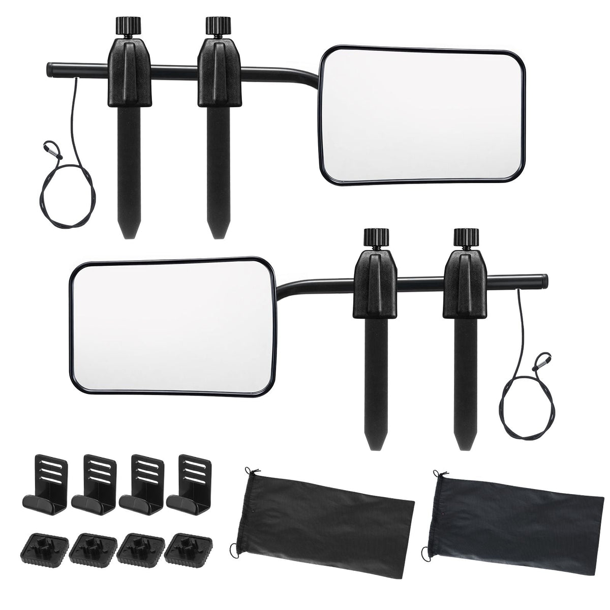 DS BD 2 Towing Mirrors Caravan Car Safety Convex Flat Mirror Clipon Side 4X4