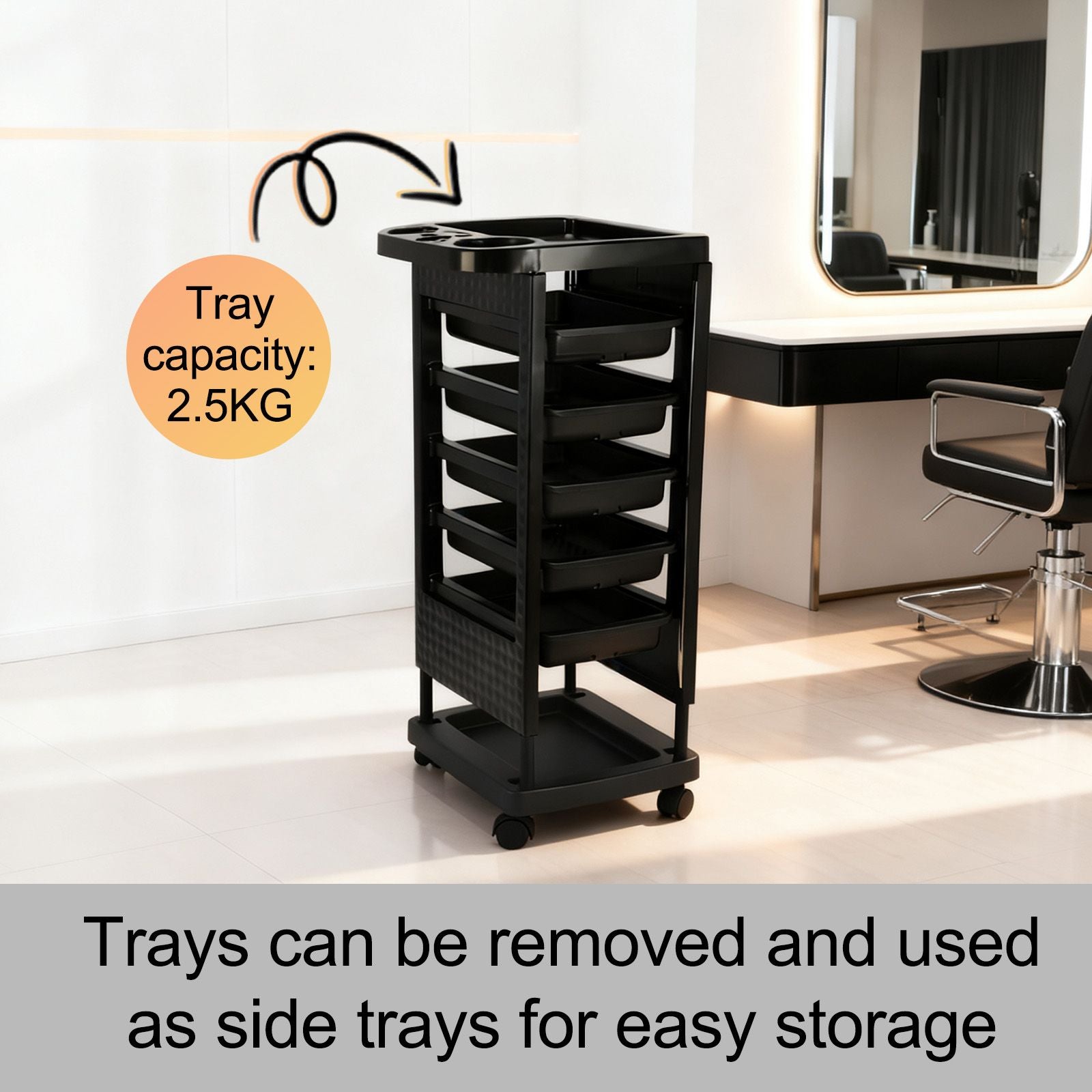DS BD 6 Tier Hair Salon Trolley Spa Beauty Parlor Hairdressing Tool Rolling