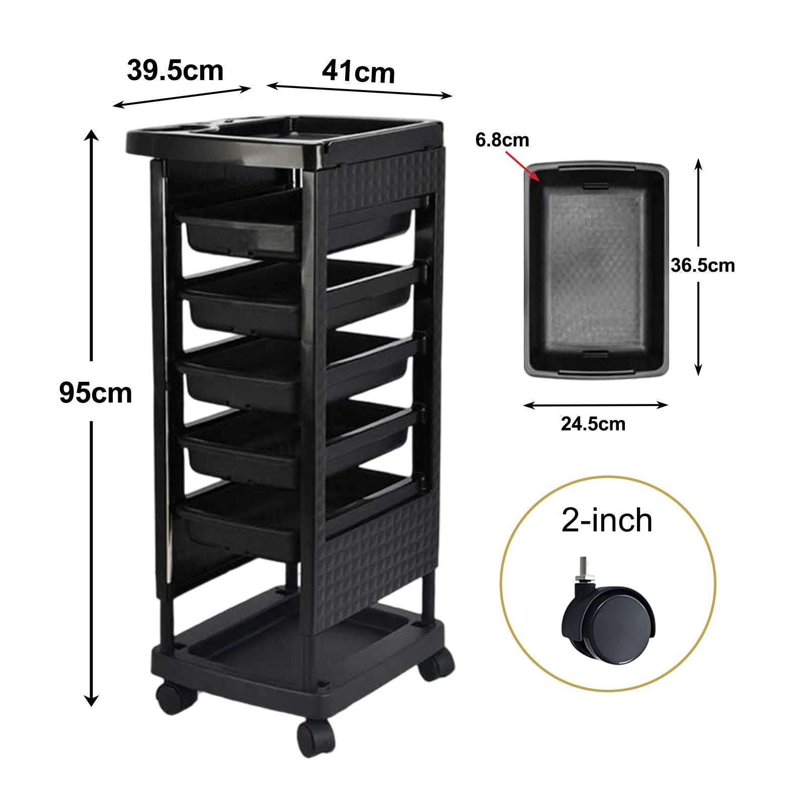 DS BD 6 Tier Hair Salon Trolley Spa Beauty Parlor Hairdressing Tool Rolling