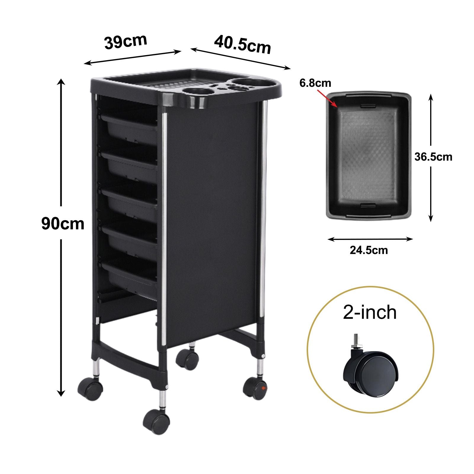 DS BD 6 Tier Hair Salon Trolley Spa Beauty Parlor Hairdressing Tool Rolling Pull