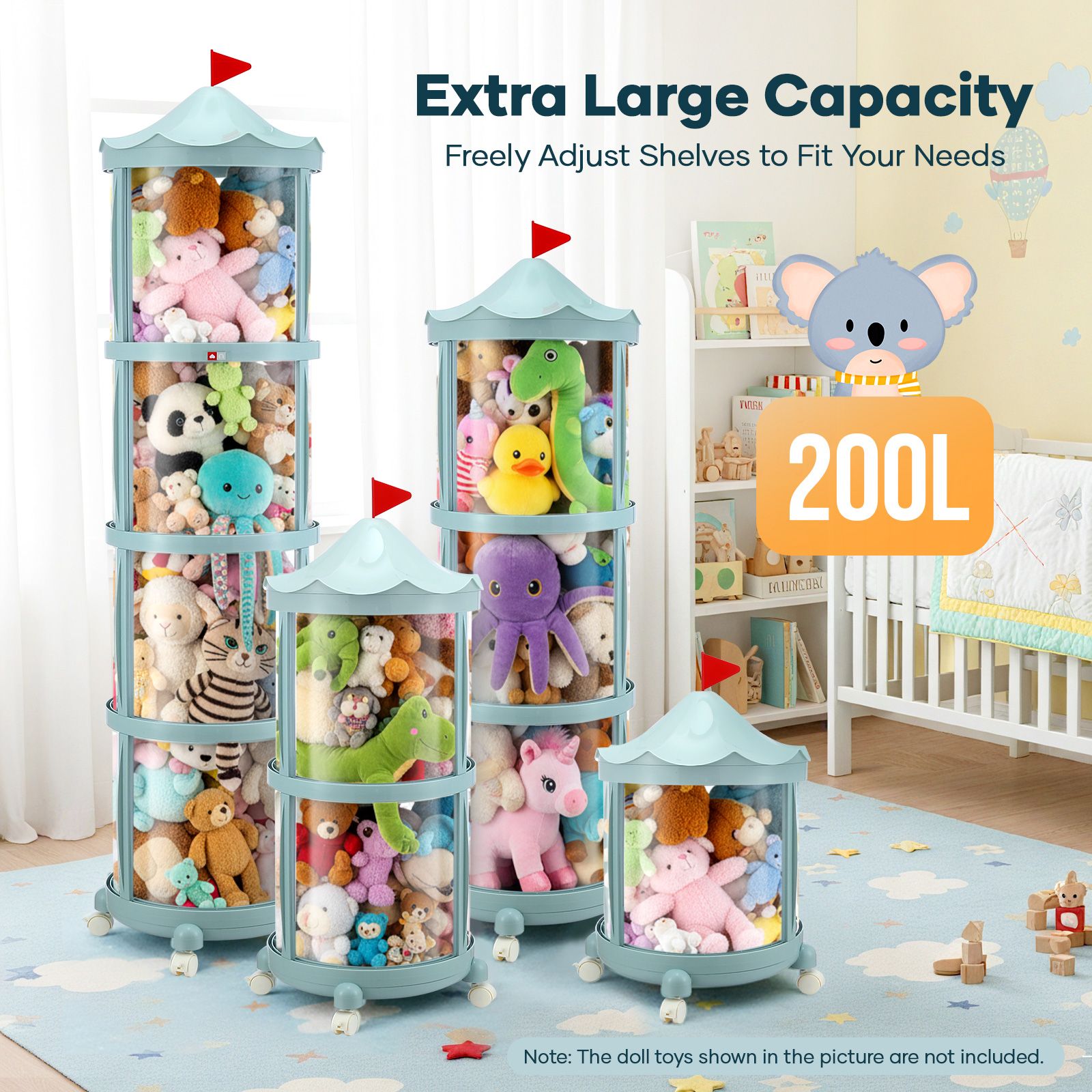 DS BD Kids Toys Storage Tube Box Stuffed Animal Zoo Plush Soft Doll Stuffies