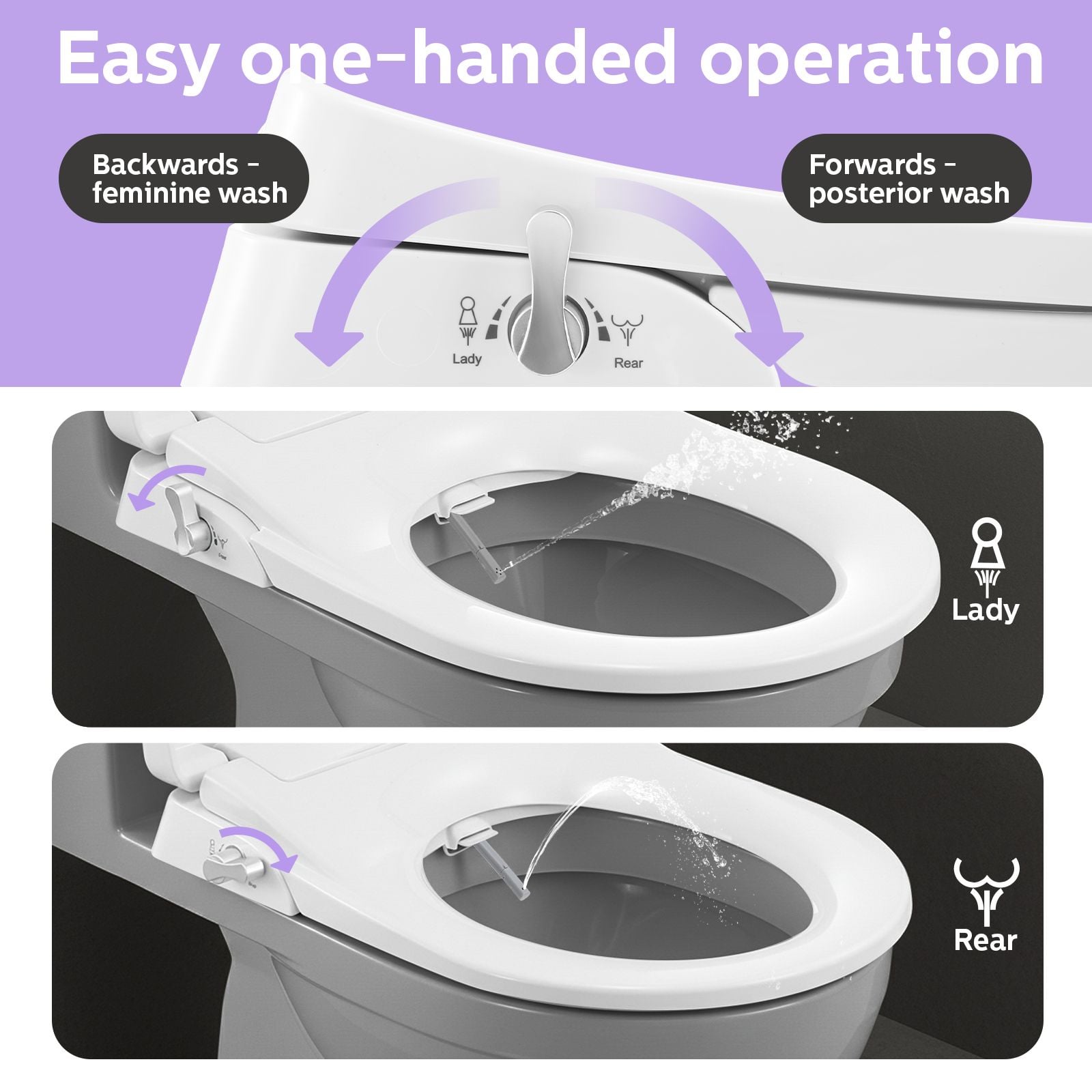 DS BD Non Electric Bidet Toilet Seat WaterMark Certified D Shape Dual Nozzle