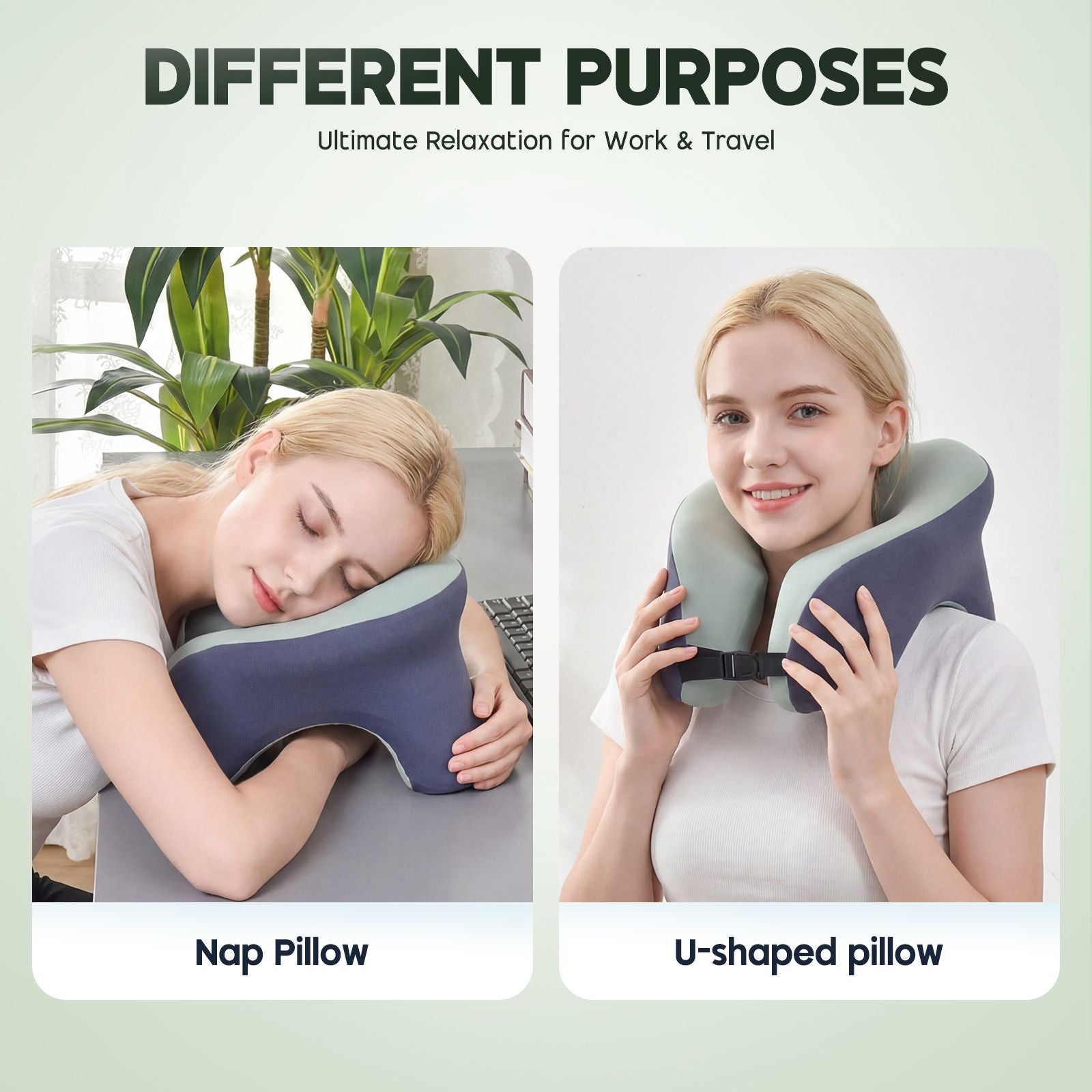 DS BD U Shape Memory Foam Neck Pillow Travel Nap 360Degree Head Support