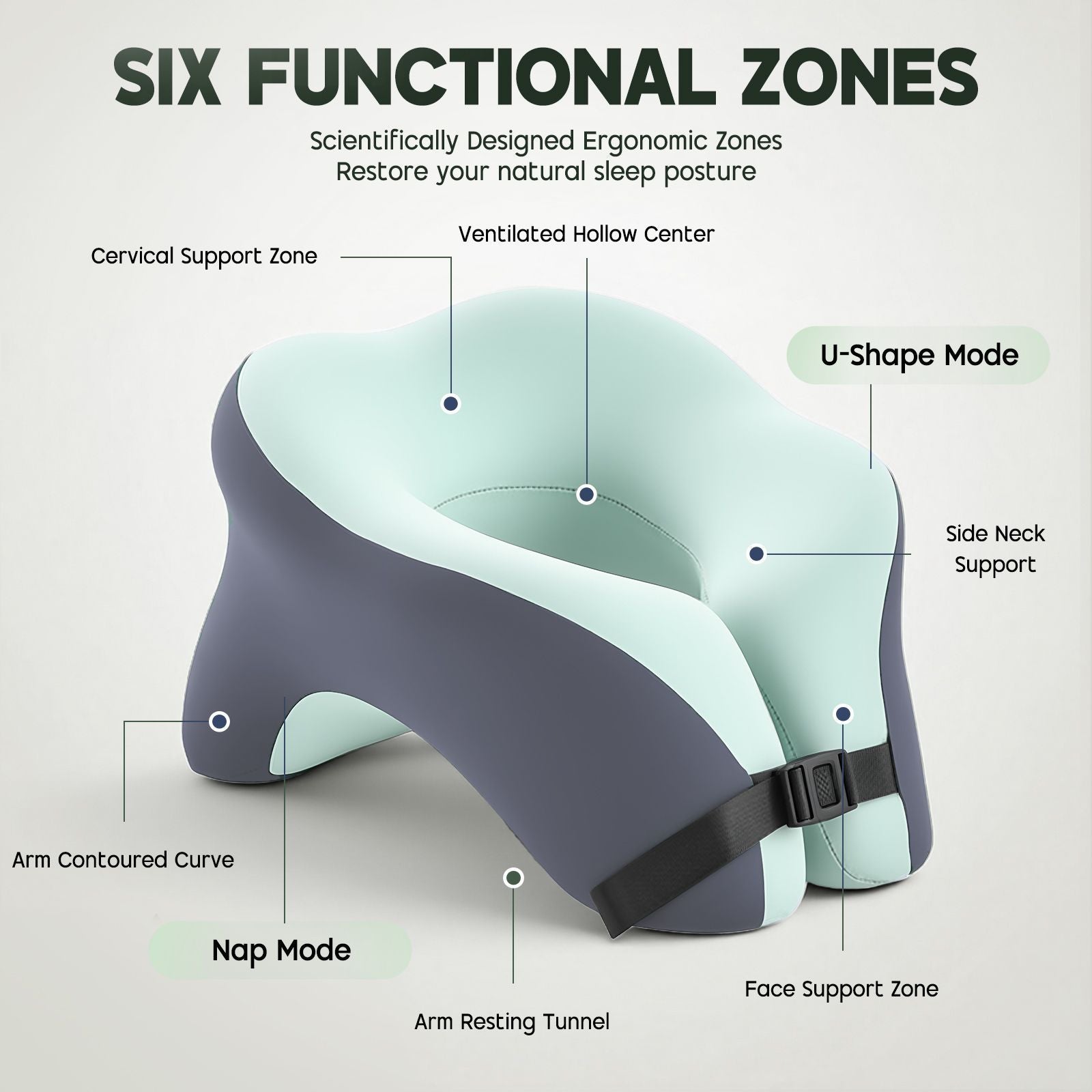 DS BD U Shape Memory Foam Neck Pillow Travel Nap 360Degree Head Support