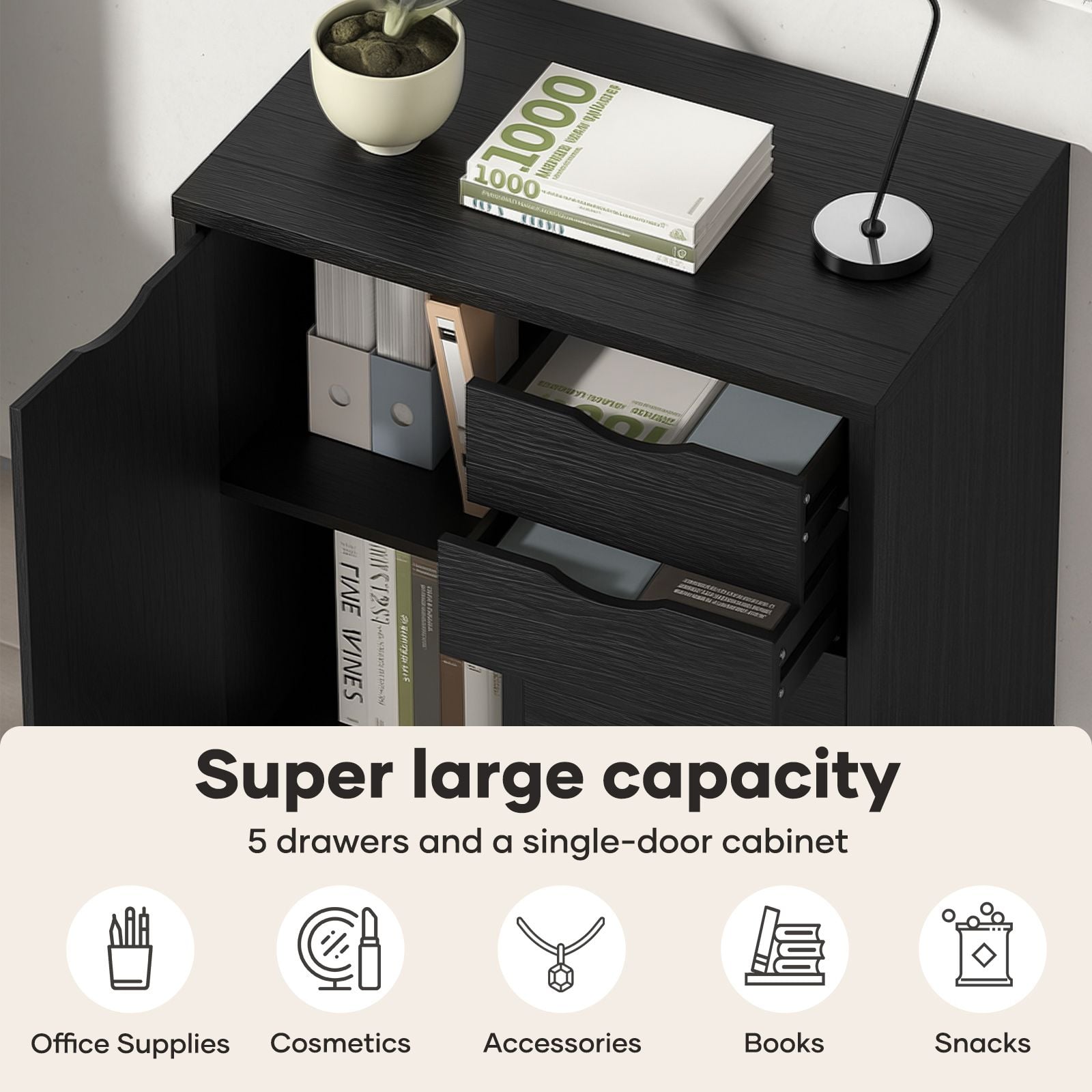 DS BD Mobile File Cabinet 5 Drawer Side UnderDesk Filing Document Organiser Home