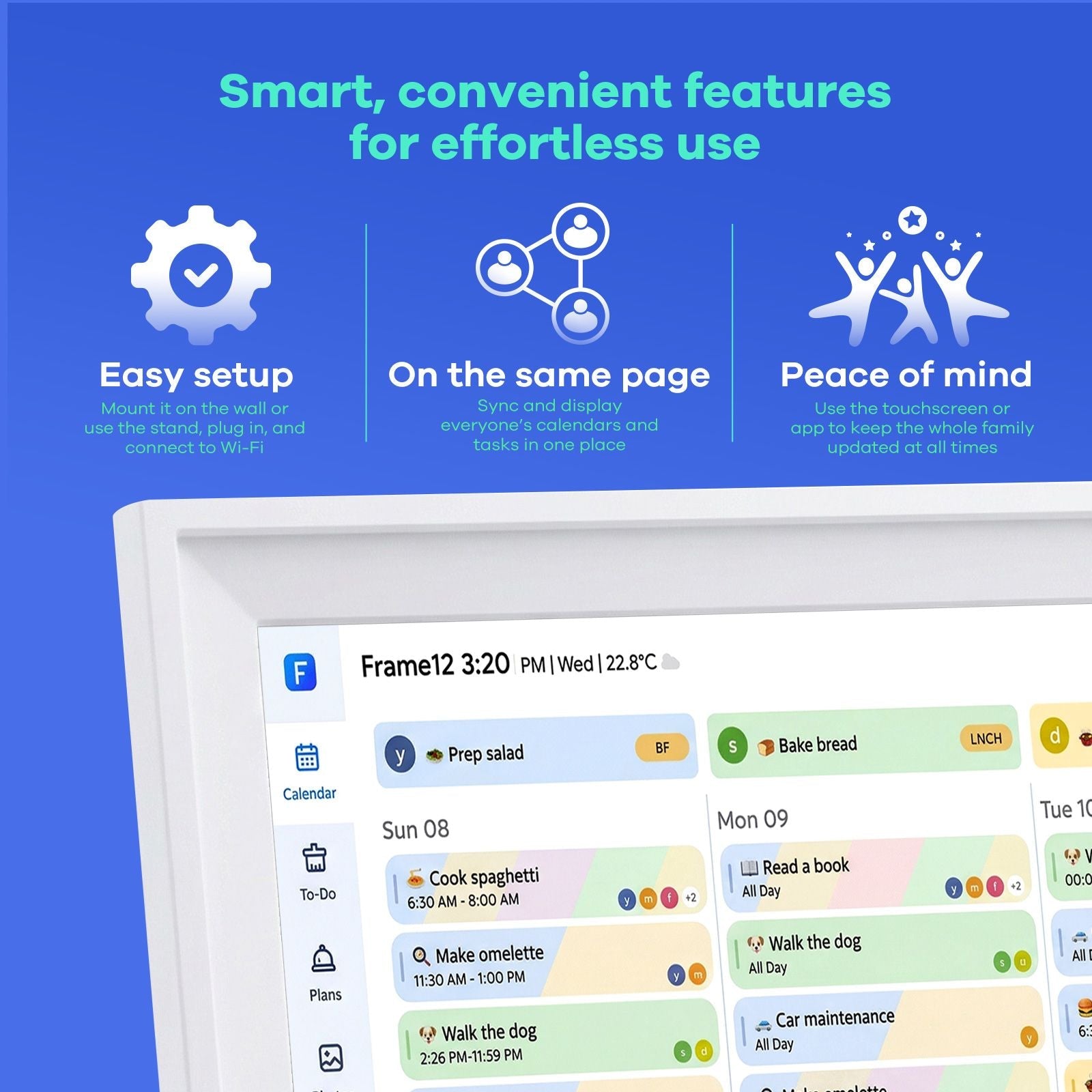 DS BD WiFi Wall Digital Calendar Planner 15.6 Inch Chore Chart Family Meal