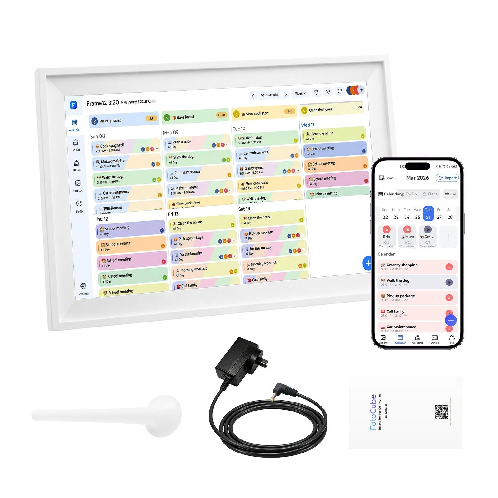 DS BD WiFi Wall Digital Calendar Planner 15.6 Inch Chore Chart Family Meal