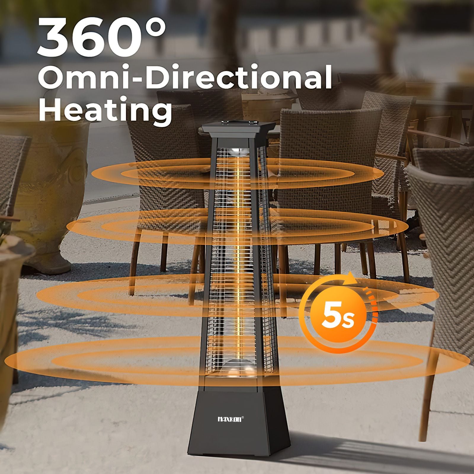 DS BD Maxkon 1500W 360° Infrared Patio Heater Electric Freestanding Space Tower