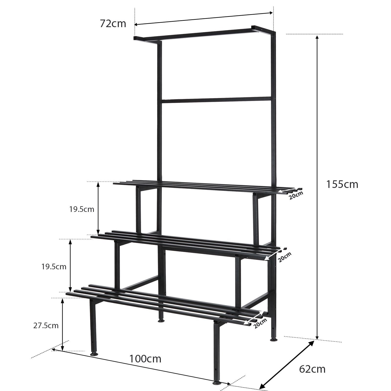 DS BD Large Metal Plant Stand Flower Pot Tall Holder Black Corner Rack Storage