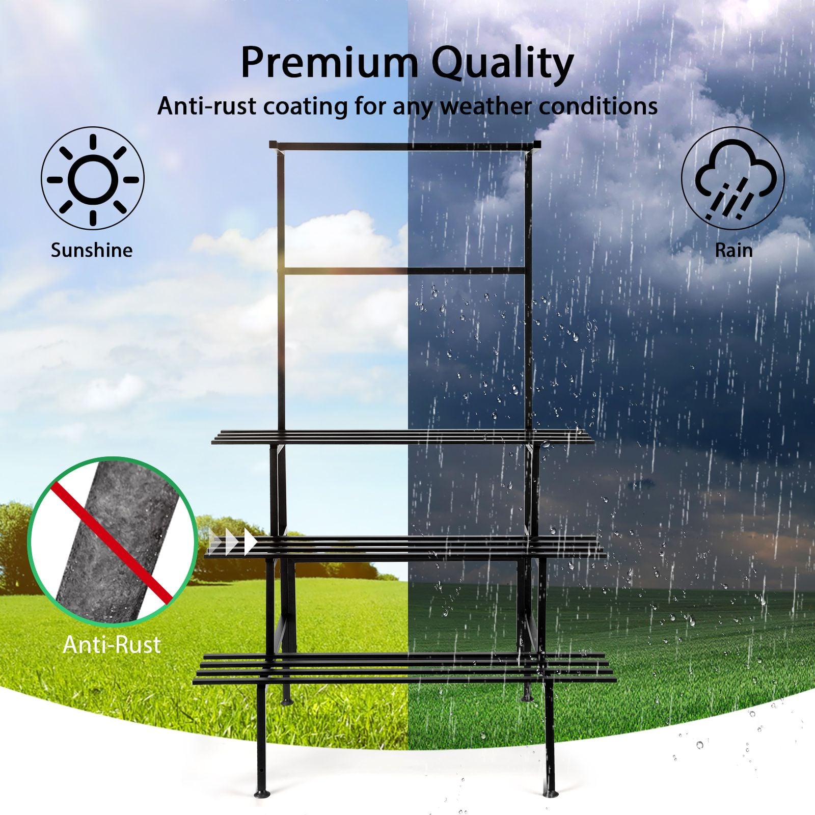 DS BD Large Metal Plant Stand Flower Pot Tall Holder Black Corner Rack Storage