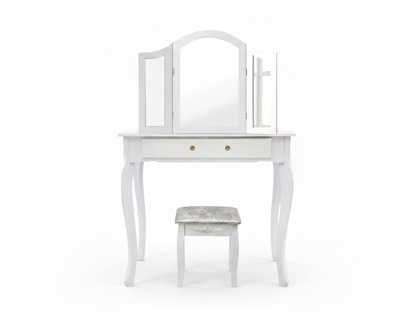 3-Mirror Dressing Table Set White - 79 cm
