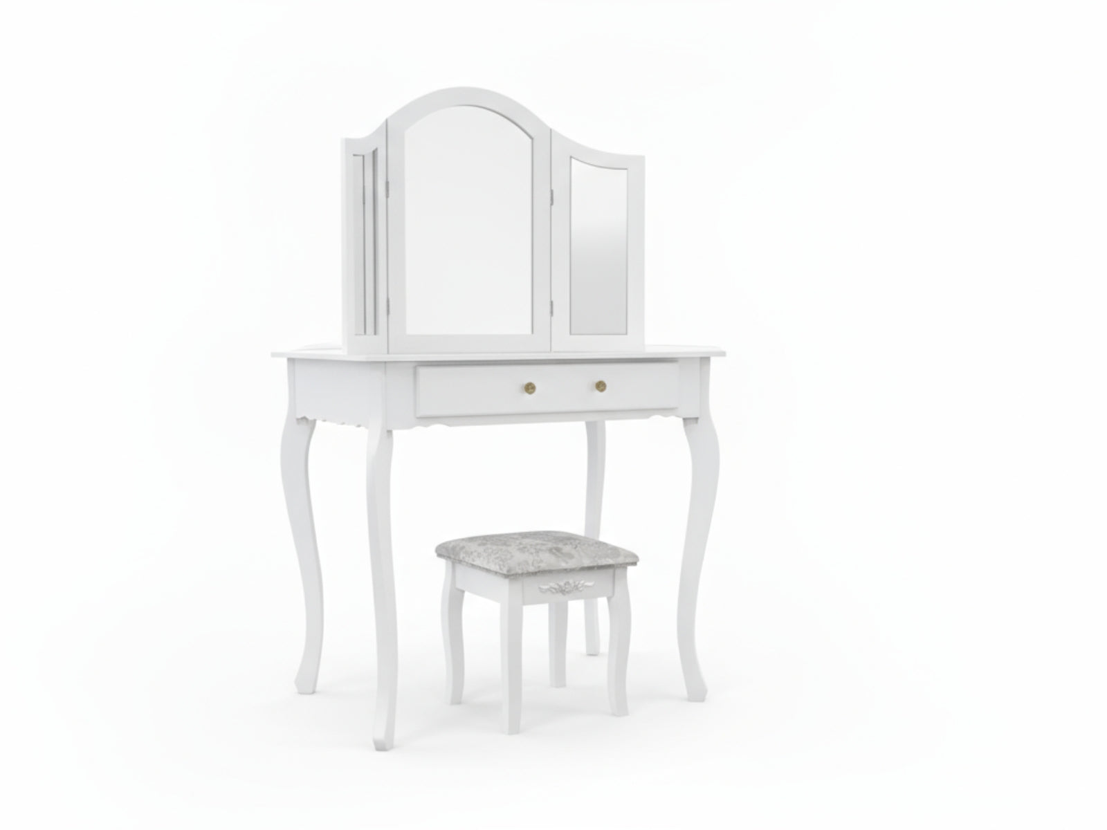3-Mirror Dressing Table Set White - 79 cm