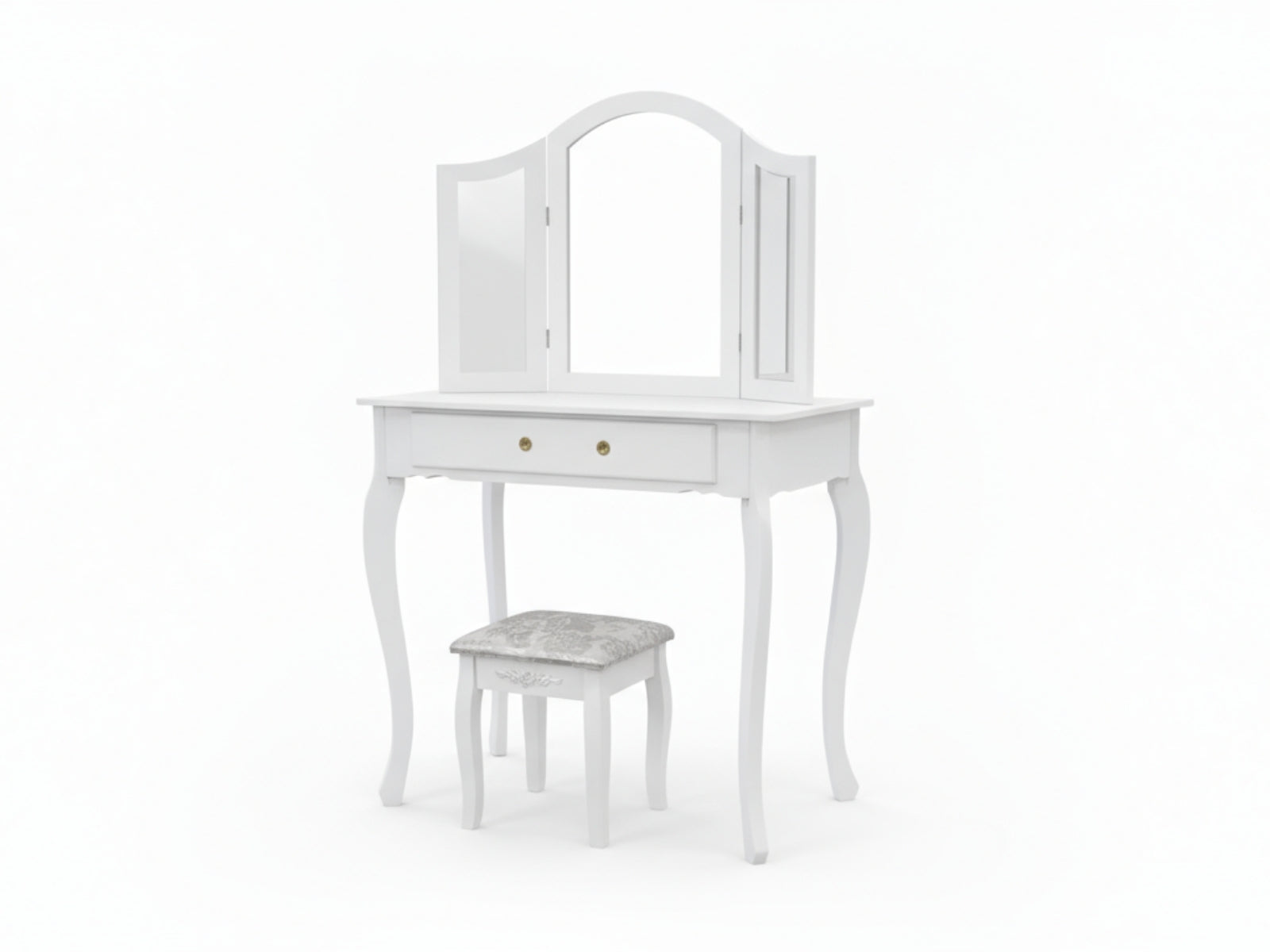 3-Mirror Dressing Table Set White - 79 cm