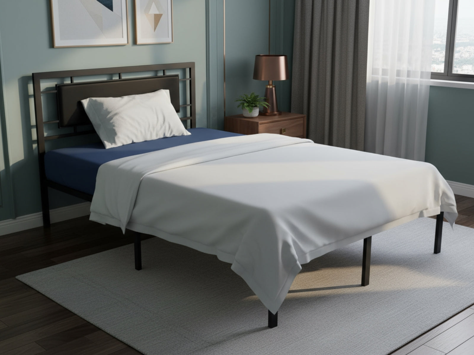 Dakota Metal Bed Frame & Bon21 Mattress - King Single