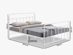 Darcy Metal Bed Frame White & X20 Mattress - Queen