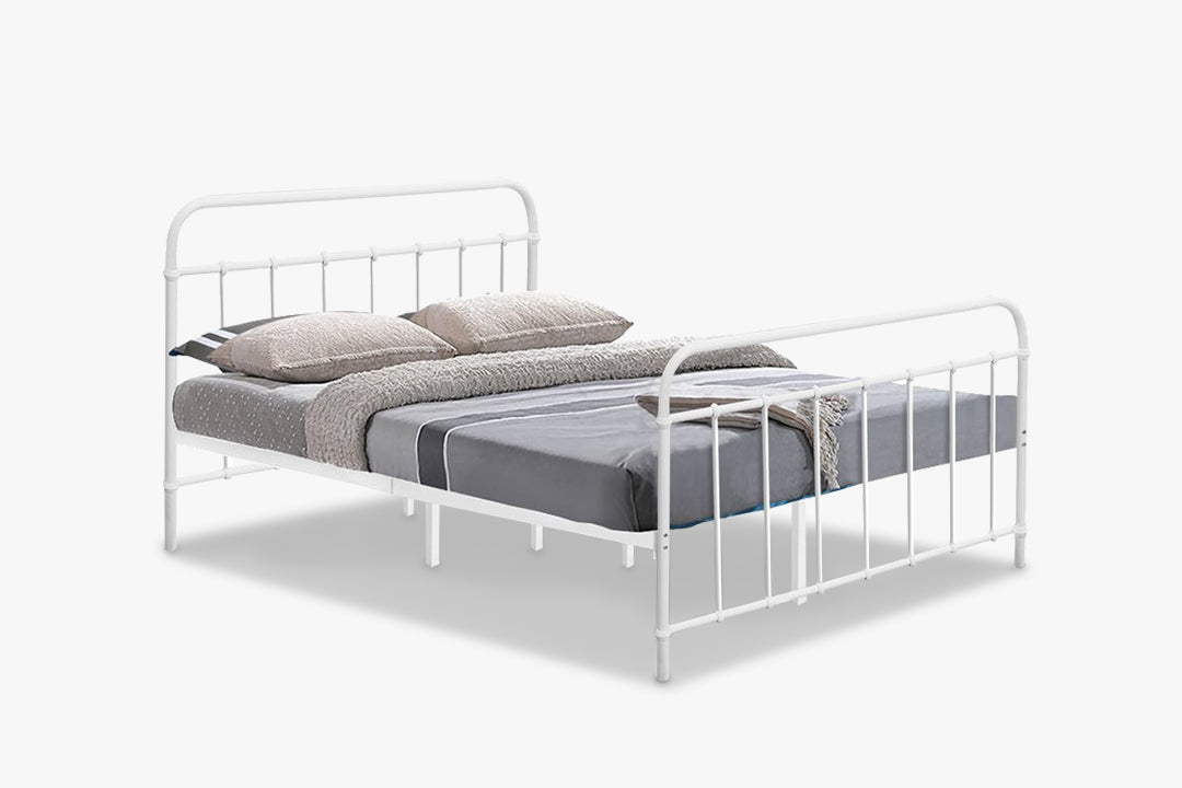 Darcy Metal Bed Frame White & FIRM23 Mattress - Queen