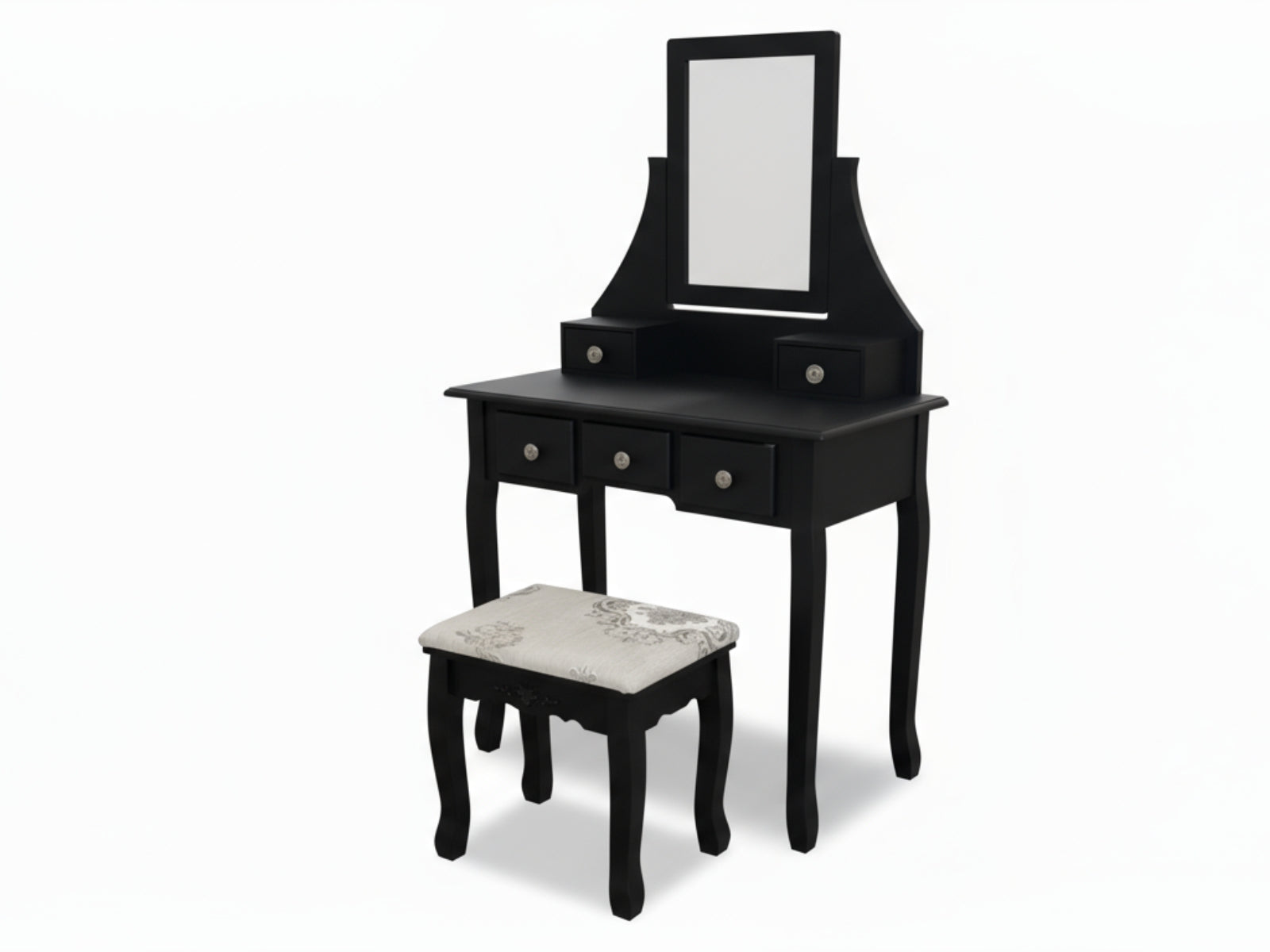 Dressing Table with Stool Black - 74.5 cm