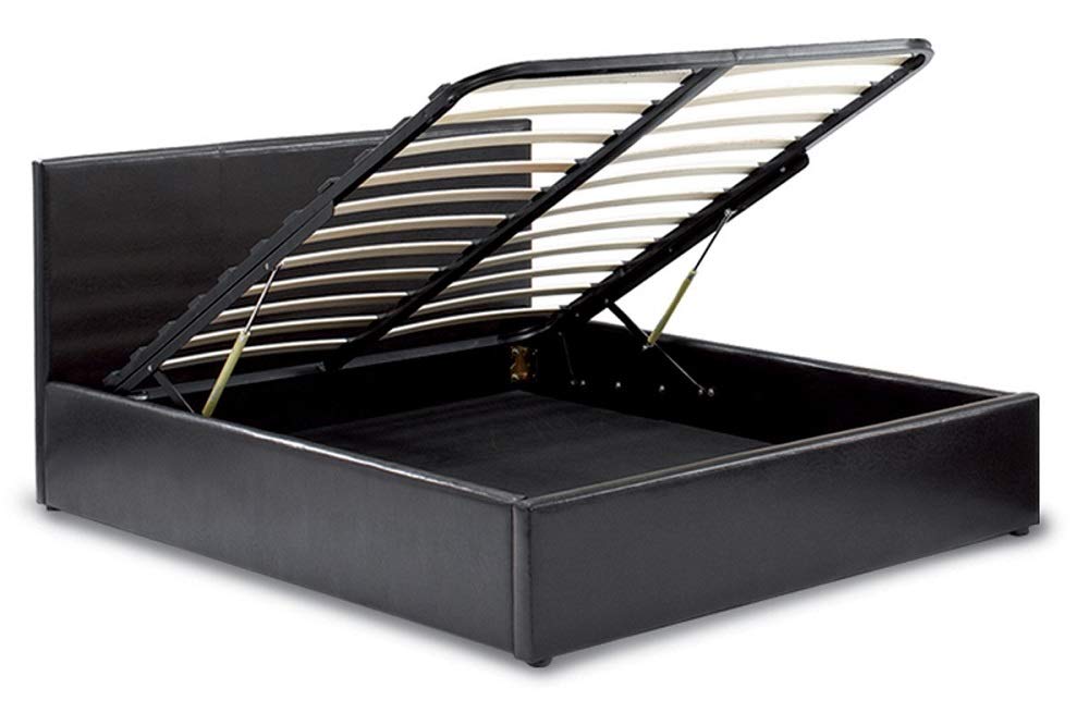 Bass Storage Bed Frame PU Dark Brown - Double