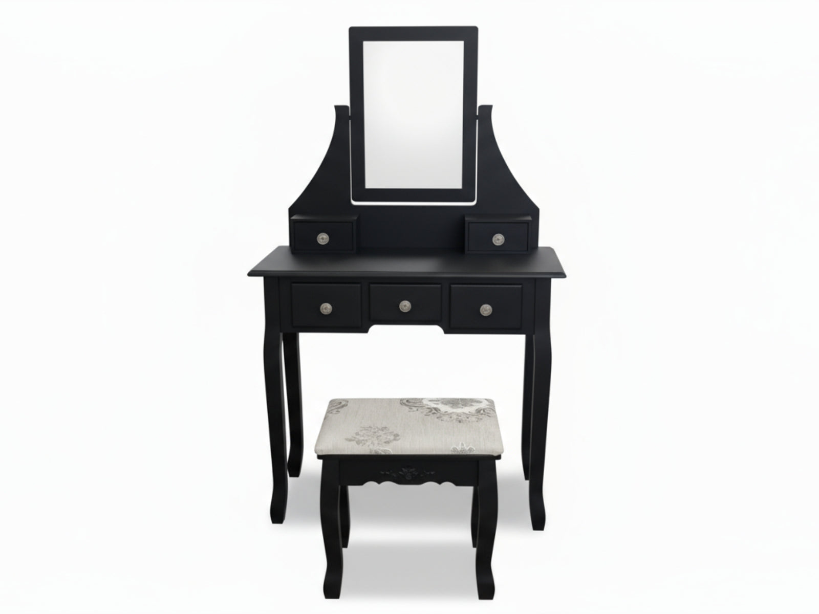 Dressing Table with Stool Black - 74.5 cm