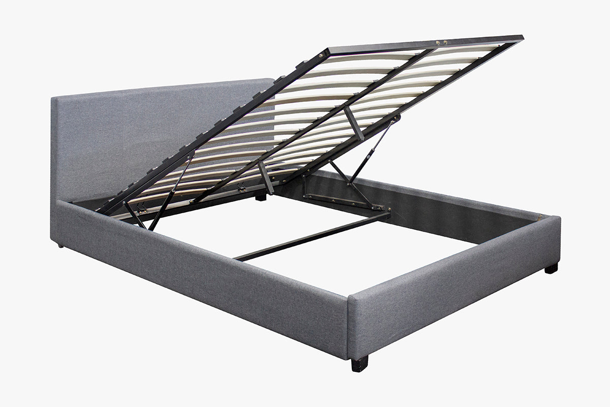 Bass Storage Bed Frame Grey & Euro Top Mattress K34 - Double