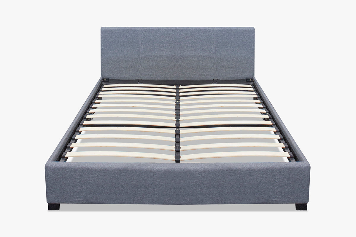 Bass Storage Bed Frame Grey & Euro Top Mattress L30 - Double