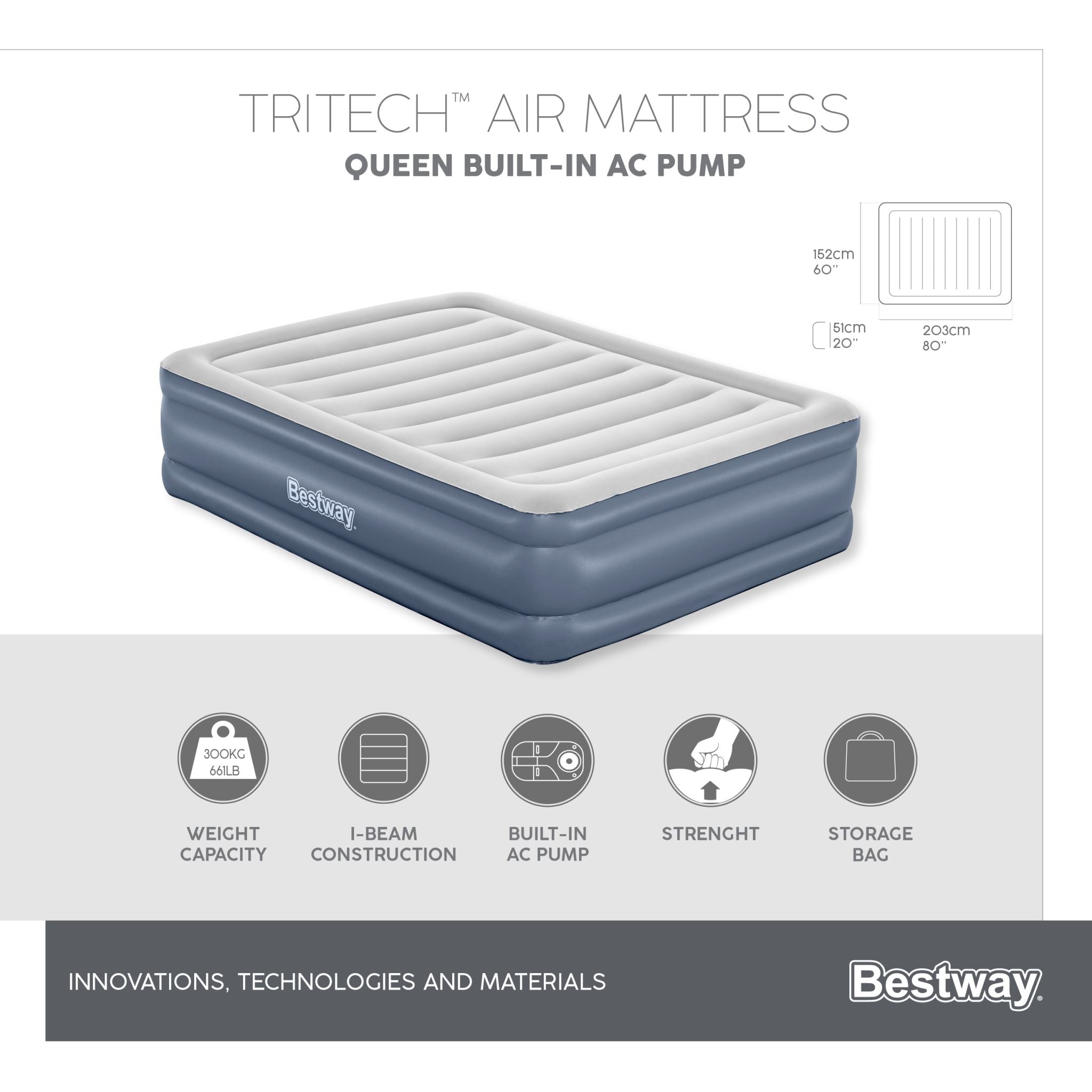Bestway Tritech Air Bed Mattress 51 cm – Queen