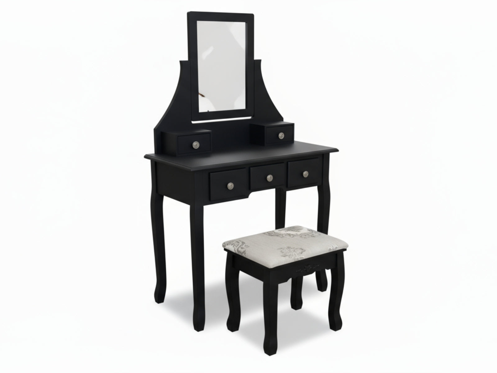 Dressing Table with Stool Black - 74.5 cm