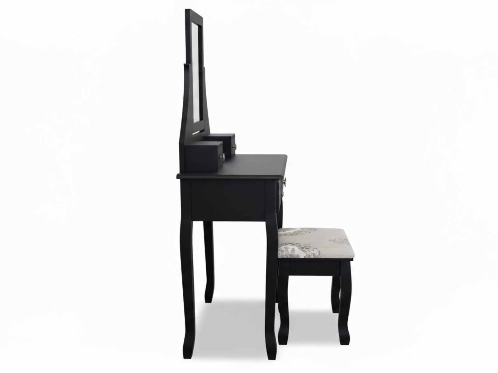Dressing Table with Stool Black - 74.5 cm