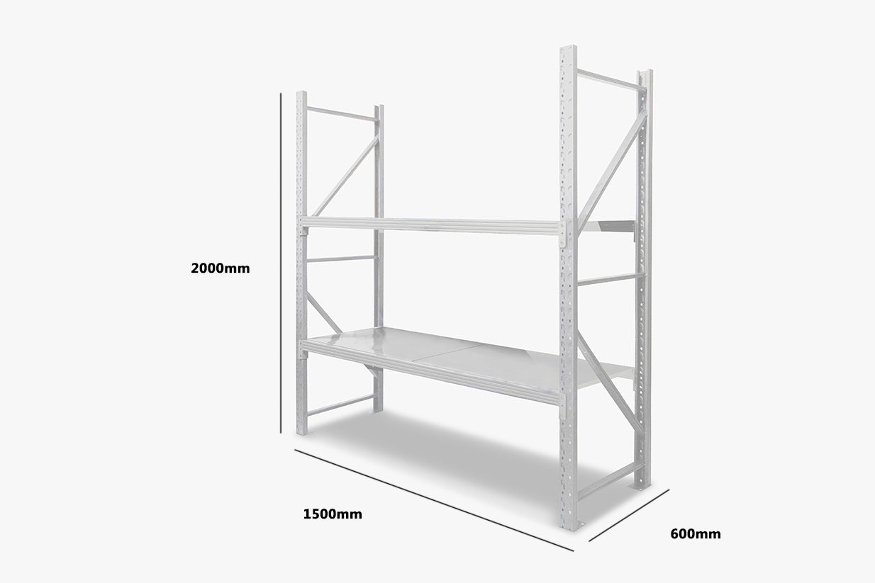 2-Layer Longspan Shelving Grey White - 1.5 M