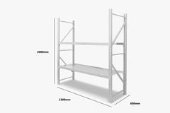 2-Layer Longspan Shelving Grey White - 1.5 M